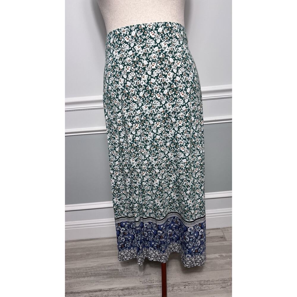 J. JILL (L-TALL) Maxi Skirt-Boho-Floral-Stretch-Cottagecore-Peasant-Casual-Flowy